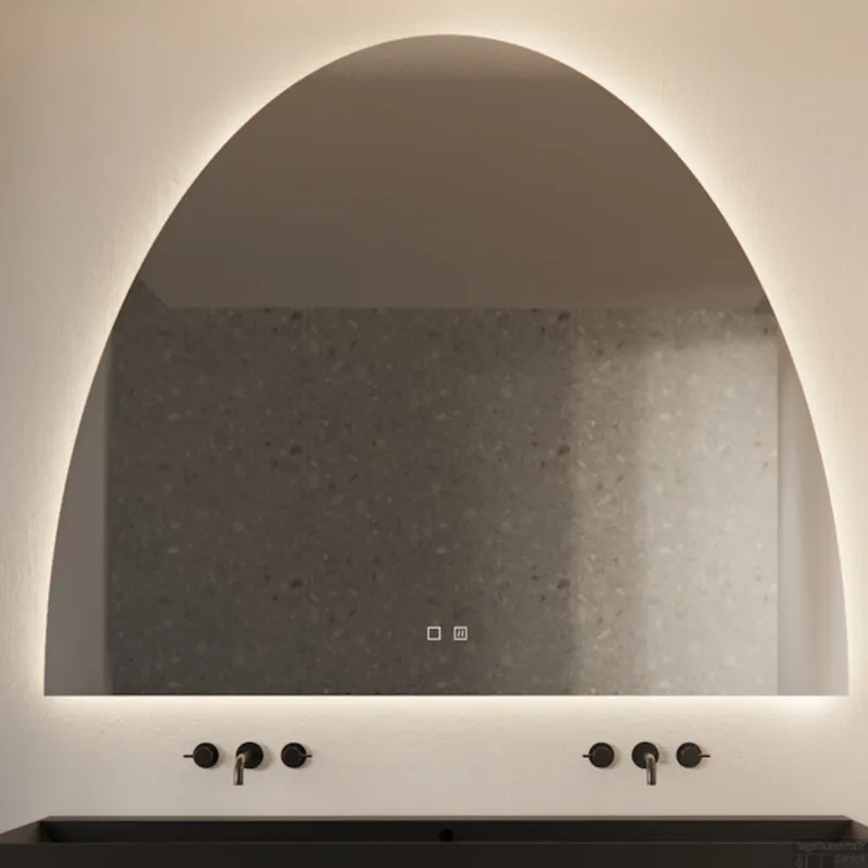 Veilige Betaling Spiegel Gliss Design Eos 120x120cm Met Ronding Naar Boven En Spiegelverwarming