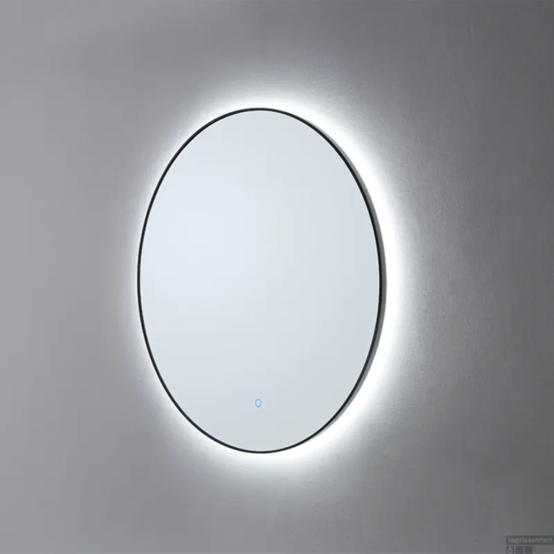 Badkamerspiegel Sanilux Rond LED 3 Kleuren Instelbaar Dimbaar Incl. Spiegelverwarming 100x2.5 cm Mat Zwart Beperkte Voorraad