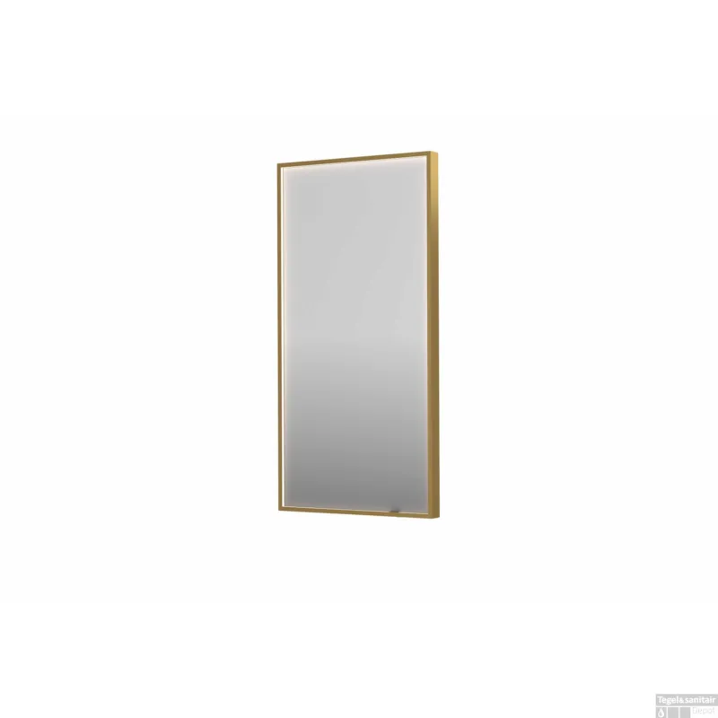 Spiegel INK SP19 50x4x100 cm incl. direct LED-Verlichting Rondom en Spiegelverwarming Geborsteld Mat Goud Superprijs