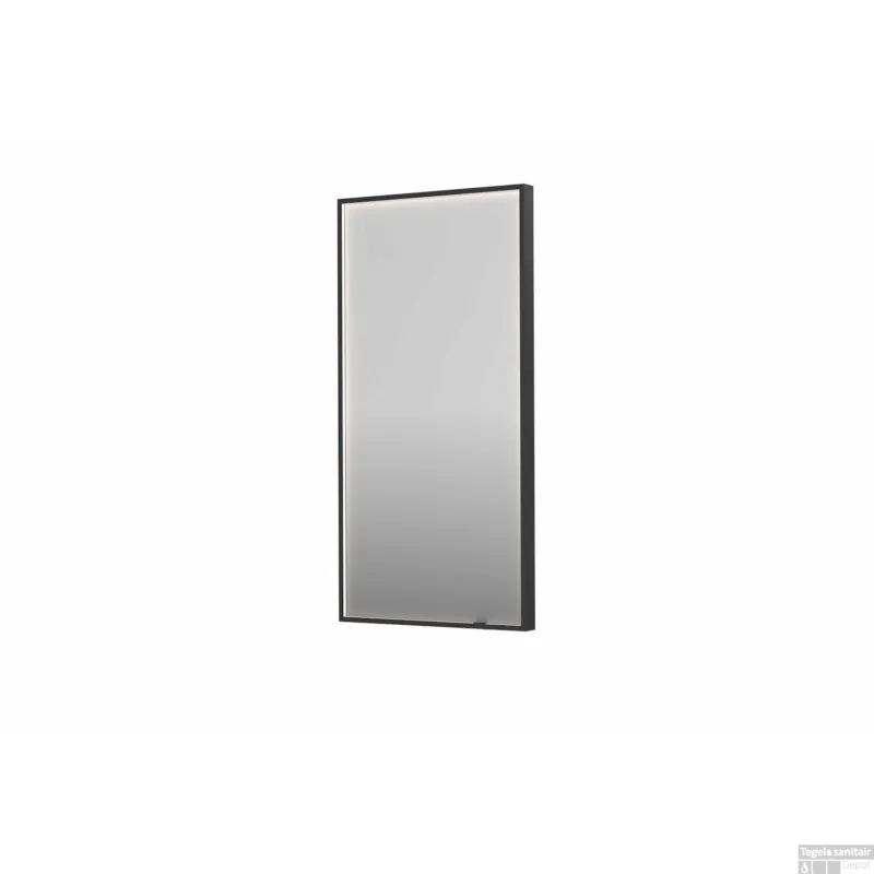 Spiegel INK SP19 50x4x100 cm incl. direct LED-Verlichting Rondom en Spiegelverwarming Geborsteld Metal Black Flitsaanbieding