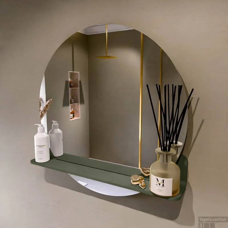 Nu Kopen MONDIAZ SPOT spiegel rond 70cm met Spiegelplanchet kleur Army.