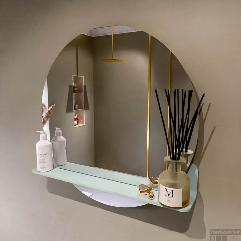 MONDIAZ SPOT spiegel rond 70cm met Spiegelplanchet kleur Greey. Betaalbaar