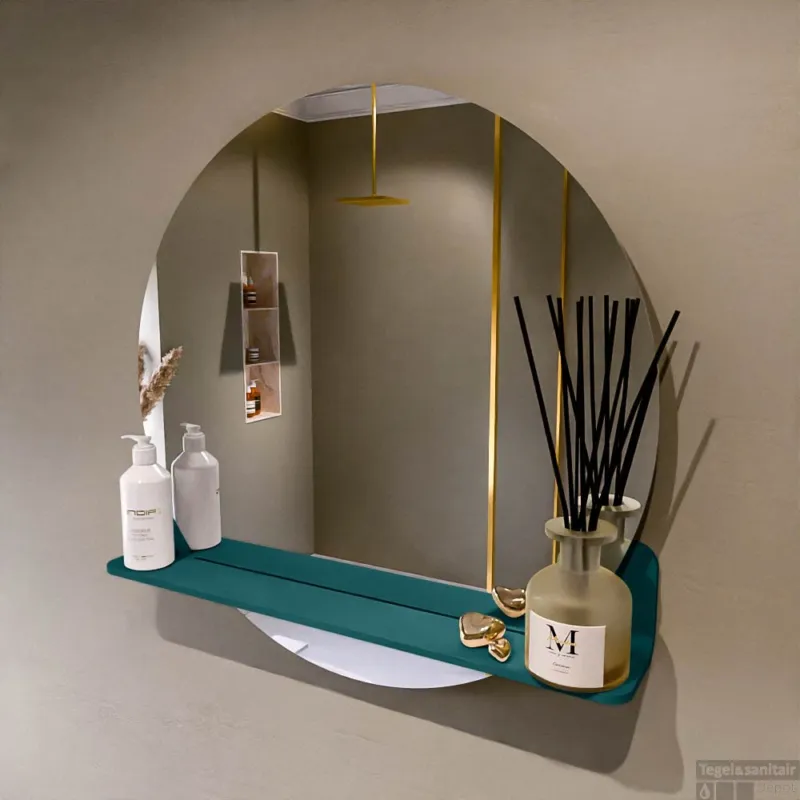 Speciale Aanbieding MONDIAZ SPOT spiegel rond 70cm met Spiegelplanchet kleur Smag.