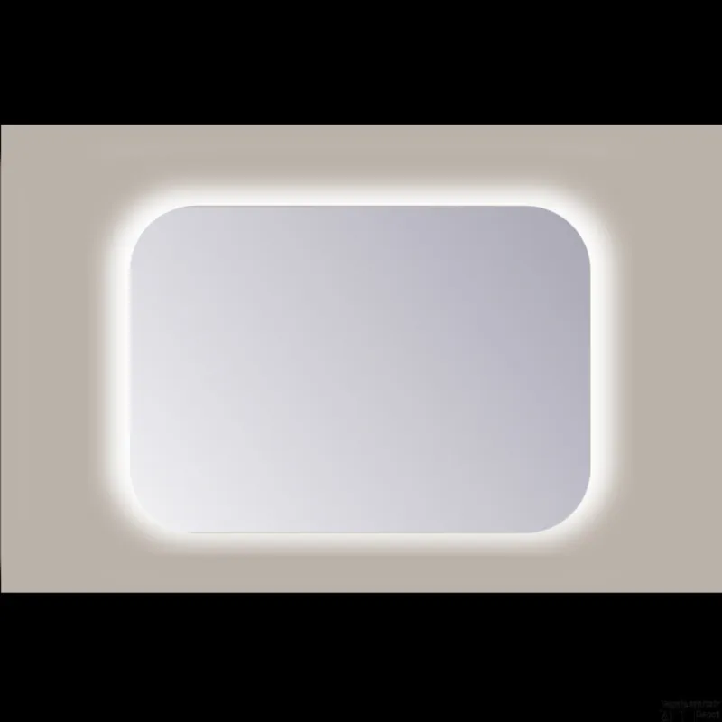 Express Levering Spiegel Rechthoek Sanicare Q-Mirrors Afgeronde Hoeken 60x120 cm PP Geslepen LED Cold White Met Sensor