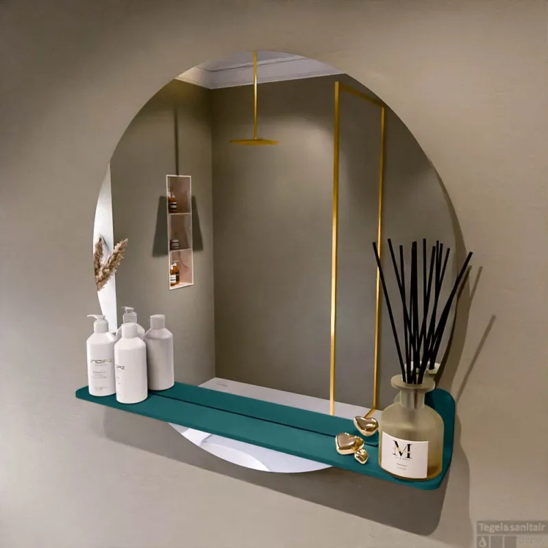 MONDIAZ SPOT spiegel rond 80cm met Spiegelplanchet kleur Smag. Hoge Kwaliteit