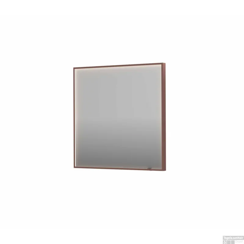 Spiegel INK SP19 80x4x80 cm incl. direct LED-Verlichting Rondom en Spiegelverwarming Geborsteld Koper Hoge Kwaliteit