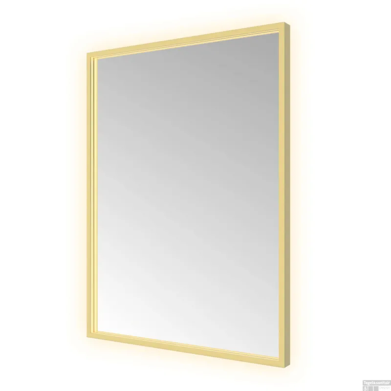 Tijdelijk Beschikbaar Spiegel Hotbath &MORE 80x60 cm LED-Verlichting Spiegelverwarming Rechthoek Geborsteld Messing PVD