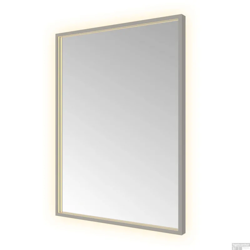 Spiegel Hotbath &MORE 80x60 cm LED-Verlichting Spiegelverwarming Rechthoek Geborsteld Gunmetal Merkproduct