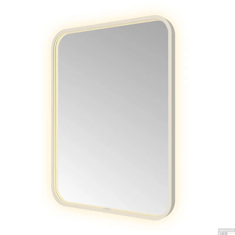 Spiegel Hotbath &MORE 80x60 cm LED-Verlichting Spiegelverwarming Rechthoek Afgerond RVS Premium