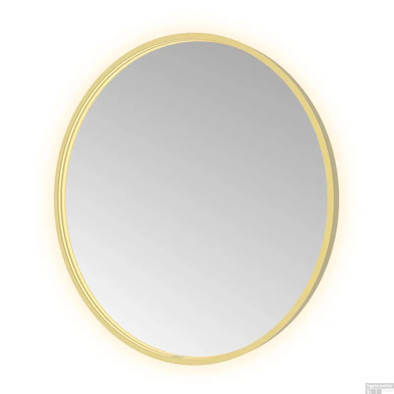 Beperkte Voorraad Spiegel Hotbath &MORE 80x80 cm LED-Verlichting Spiegelverwarming Rond Geborsteld Messing PVD