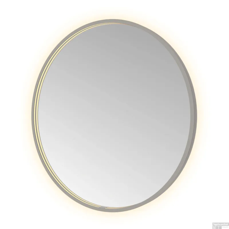 Speciale Aanbieding Spiegel Hotbath &MORE 80x80 cm LED-Verlichting Spiegelverwarming Rond Geborsteld Gunmetal
