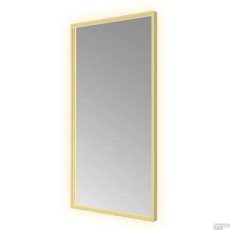 Koop Online Spiegel Hotbath &MORE 80x50 cm LED-Verlichting Spiegelverwarming Rechthoek Geborsteld Messing PVD