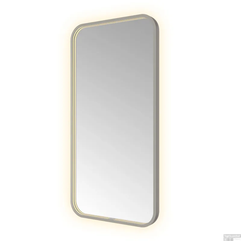 Merkproduct Spiegel Hotbath &MORE 100x50 cm LED-Verlichting Spiegelverwarming Rechthoek Geborsteld Gunmetal