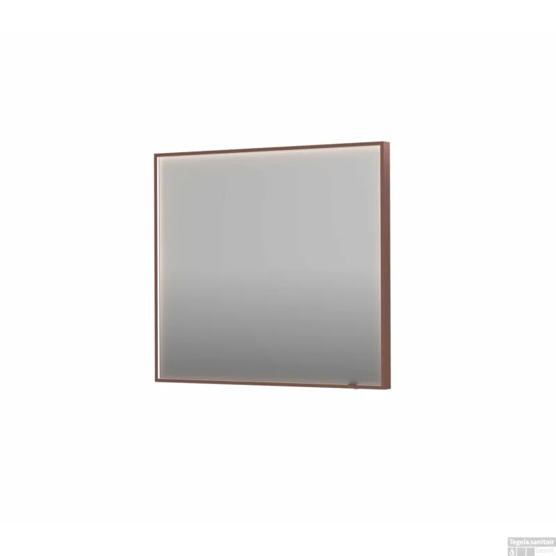 Spiegel INK SP19 90x4x80 cm incl. direct LED-Verlichting Rondom en Spiegelverwarming Geborsteld Koper Exclusieve Aanbieding
