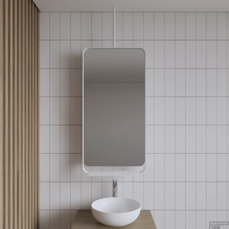 Spiegel Gliss Astra 100x50 Cm Wit Met Planchet en Plafondbevestiging Aanbieding