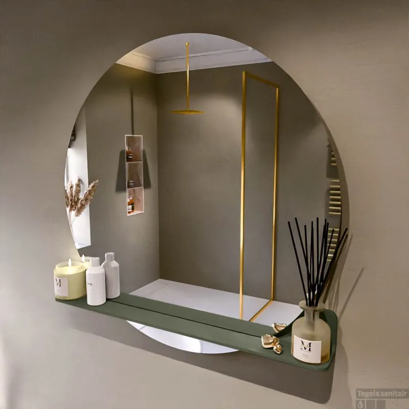 Lage Prijs MONDIAZ SPOT spiegel rond 100cm met Spiegelplanchet kleur Army.
