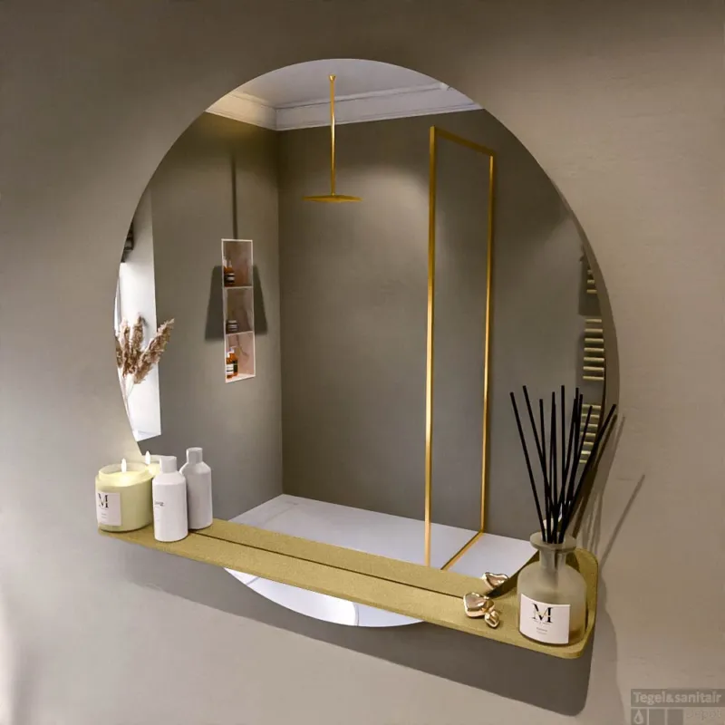 Shop Nu MONDIAZ SPOT spiegel rond 100cm met Spiegelplanchet kleur Oro.
