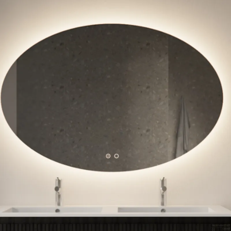 Premium Gliss Badkamerspiegel Oval met LED Verlichting En Spiegelverwarming 115x180cm