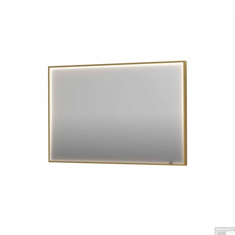 Spiegel INK SP19 120x4x80 cm incl. direct LED-Verlichting Rondom en Spiegelverwarming Geborsteld Mat Goud Favoriet
