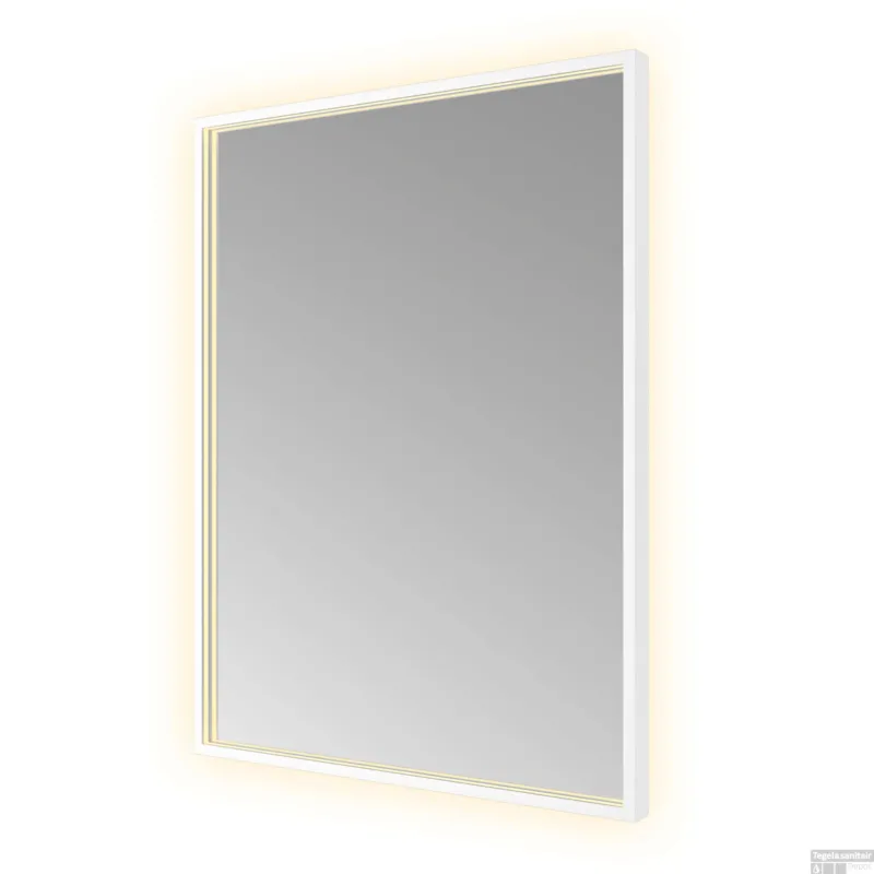 Spiegel Hotbath &MORE 80x60 cm LED-Verlichting Spiegelverwarming Rechthoek Mat Wit Direct Verzonden