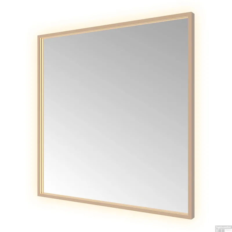 Exclusieve Aanbieding Spiegel Hotbath &MORE 80x80 cm LED-Verlichting Spiegelverwarming Vierkant Geborsteld Koper PVD