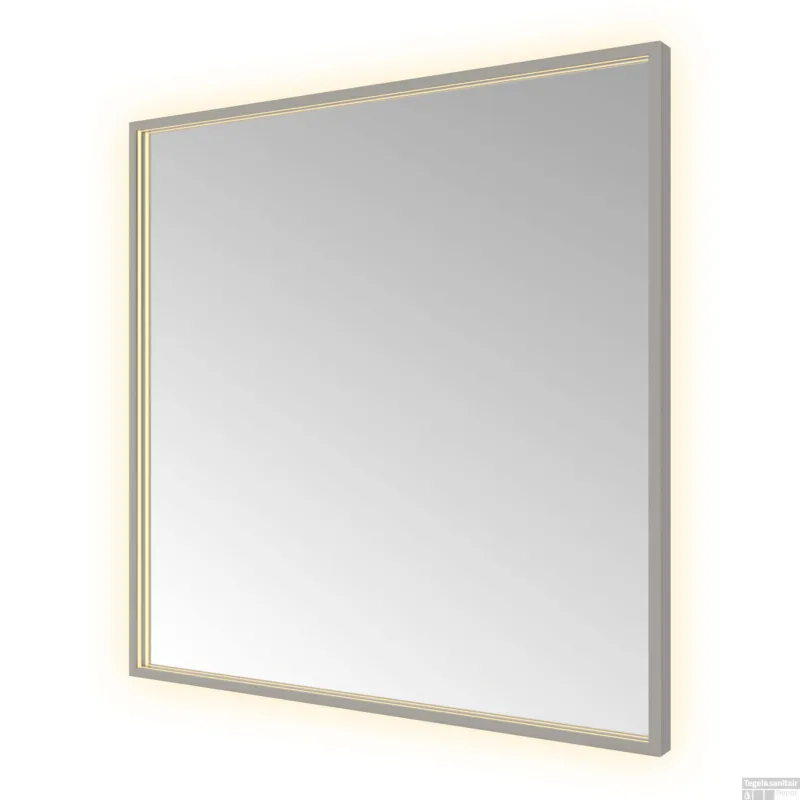 Seizoensaanbieding Spiegel Hotbath &MORE 80x80 cm LED-Verlichting Spiegelverwarming Vierkant Geborsteld Gunmetal