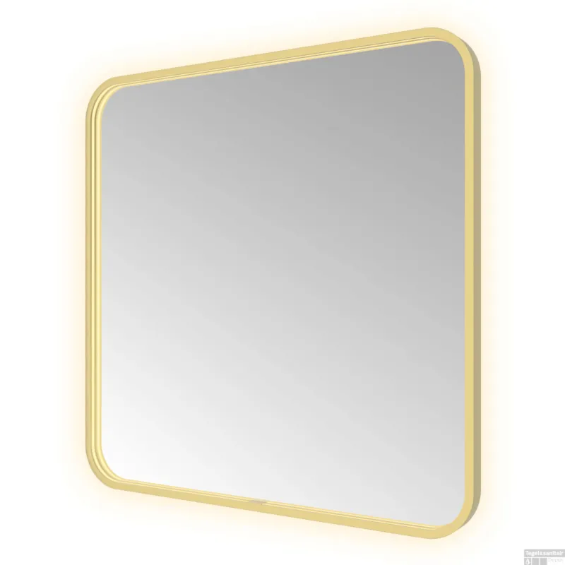 Lage Prijs Spiegel Hotbath &MORE 80x60 cm LED-Verlichting Spiegelverwarming Vierkant Geborsteld Messing PVD
