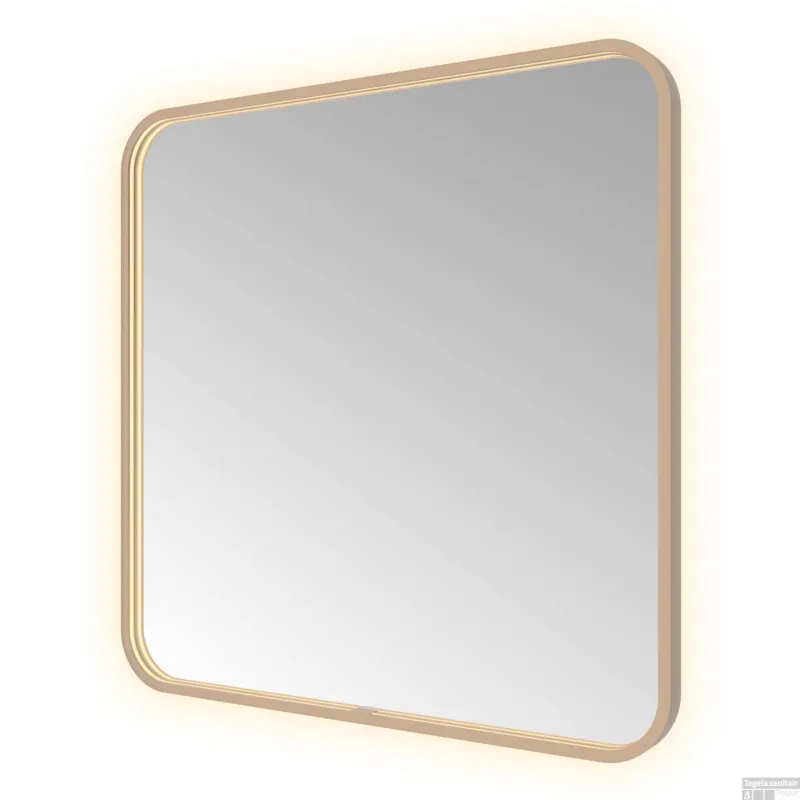 Spiegel Hotbath &MORE 80x60 cm LED-Verlichting Spiegelverwarming Vierkant Geborsteld Koper PVD Koopje