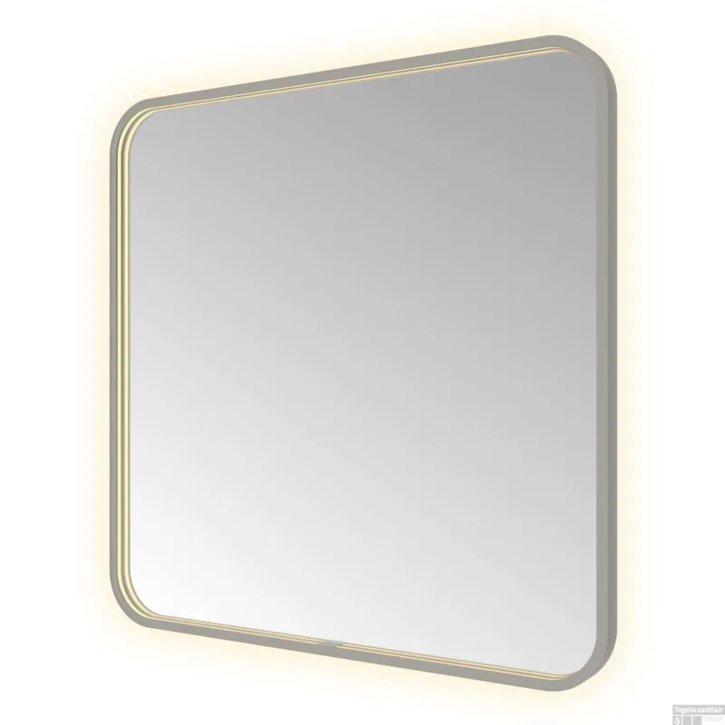 Spiegel Hotbath &MORE 80x60 cm LED-Verlichting Spiegelverwarming Vierkant Geborsteld Gunmetal Laatste Kans