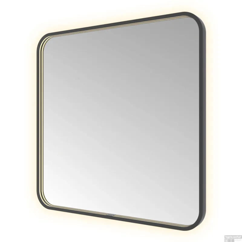 Goedkoop Spiegel Hotbath &MORE 80x60 cm LED-Verlichting Spiegelverwarming Vierkant Geborsteld Zwart PVD