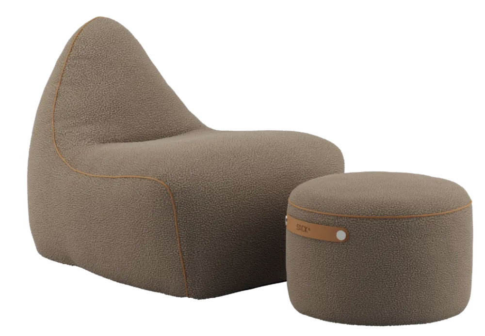 Favoriet Sackit Indoor loungestoel met poef-Teddy Brown