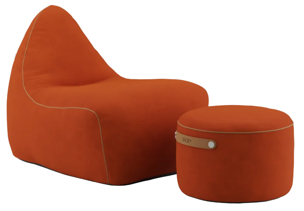 Sackit Indoor loungestoel met poef-Orange Jaquard Nieuw