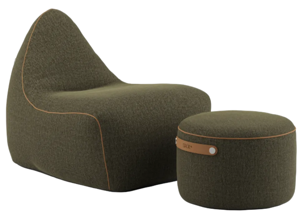 Must-Have Sackit Indoor loungestoel met poef-Cosmo Olive