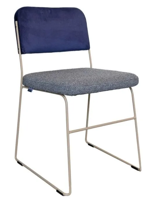 Dagaanbieding Noga Design Lima eetkamerstoel-Blauw-grijs-Anodic brown
