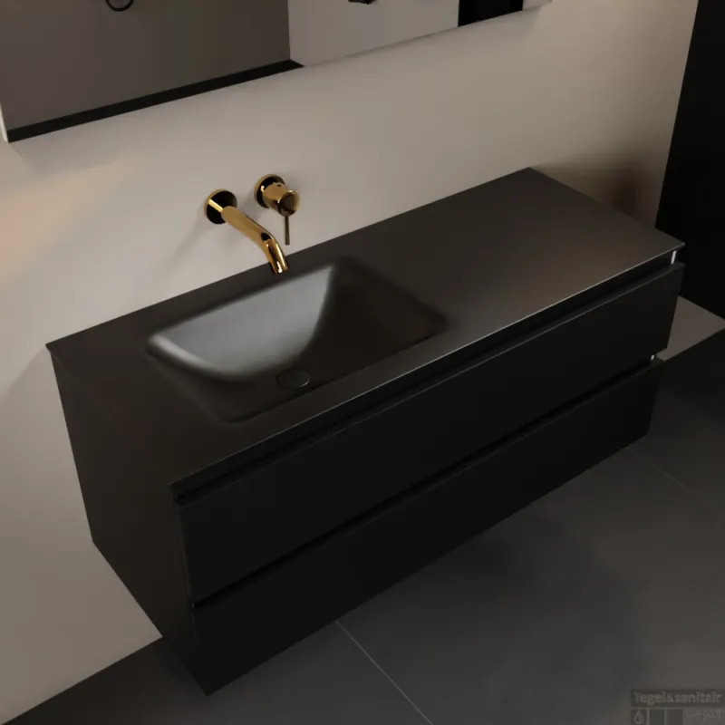 Populair MONDIAZ AIVY 120cm badmeubel Urban, wastafel Urban solid surface links zonder kraangat (AI-351631URBAN-NO - AI-M120URLI)