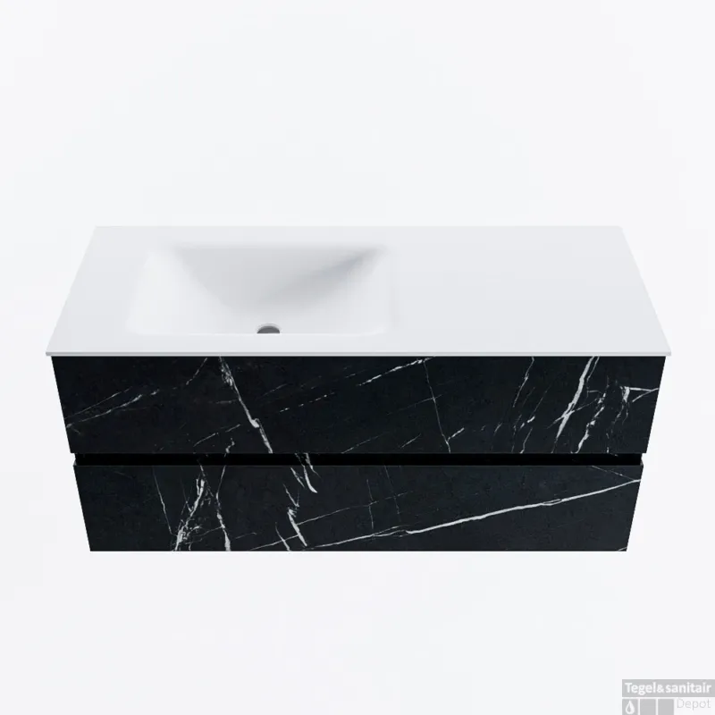 Beste Prijs MONDIAZ VICA 110cm badmeubel onderkast Marquina 2 lades. Wastafel CLOUD links 1 kraangat, kleur Talc.