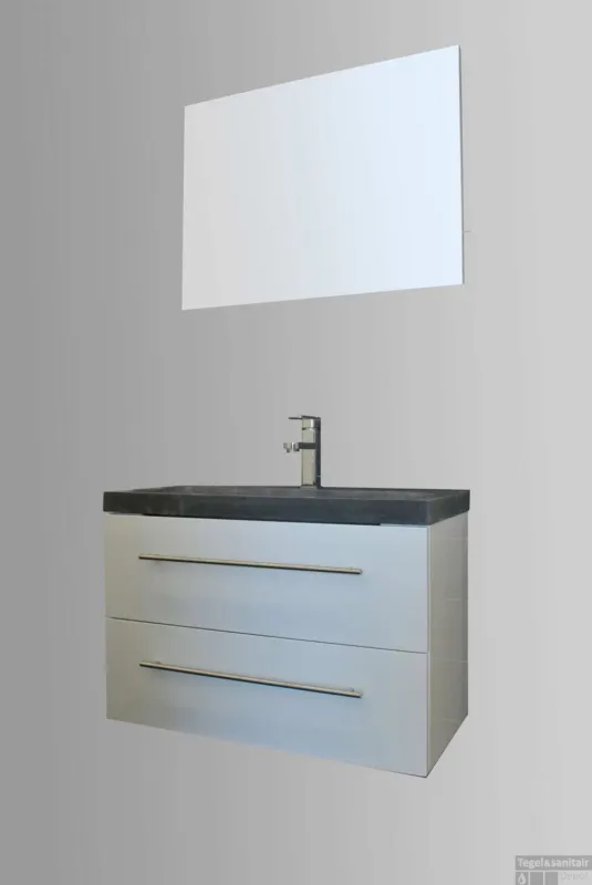 Badkamermeubelset Sanilux Compact Stone 80x38x50 cm Antraciet Meest Verkocht
