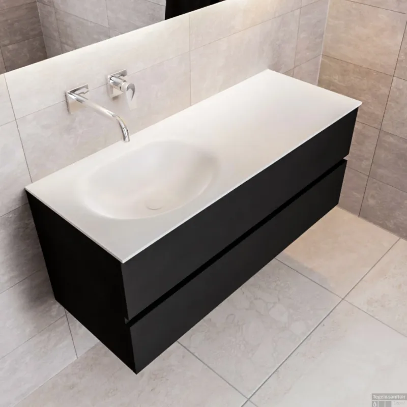 Koop Vandaag Badkamermeubel Solid Surface BWS Stockholm 120x45 cm Mat Zwart Urban Links (0 kraangaten)