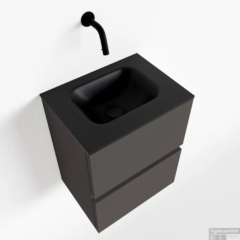 Laatste Kans MONDIAZ ADA 40cm toiletmeubel dark grey. LEX wastafel urban midden zonder kraangat