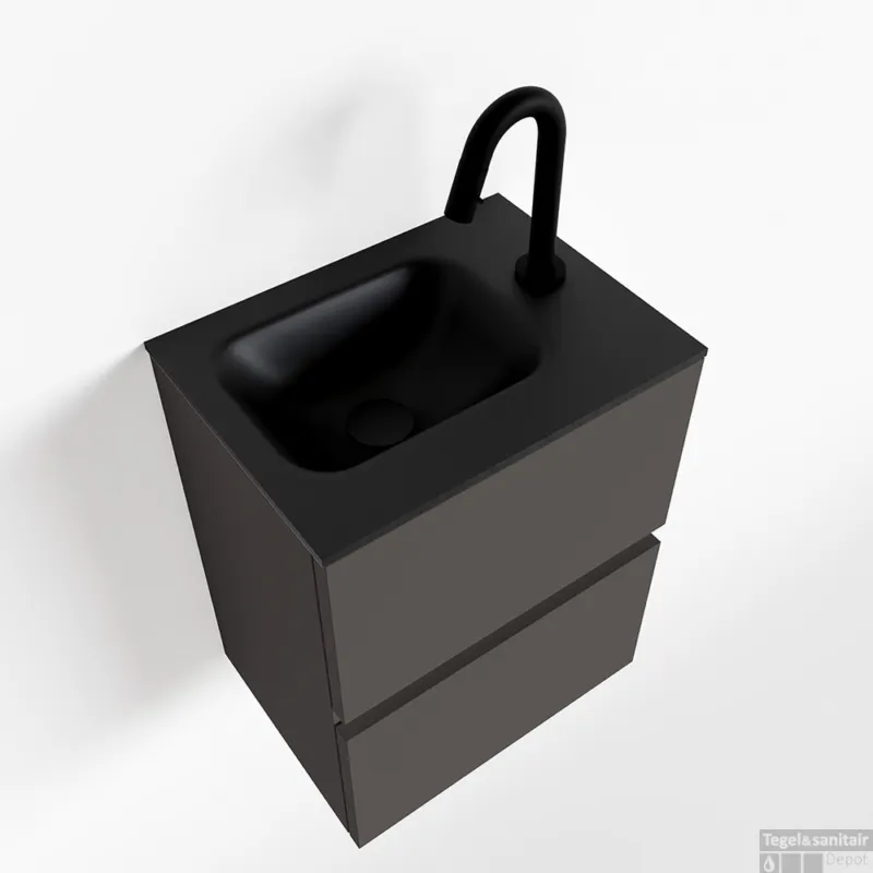 MONDIAZ ADA 40cm toiletmeubel dark grey. LEX wastafel urban rechts 1 kraangat Laatste Versie
