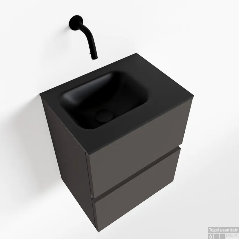 Speciale Aanbieding MONDIAZ ADA 40cm toiletmeubel dark grey. LEX wastafel urban rechts zonder kraangat