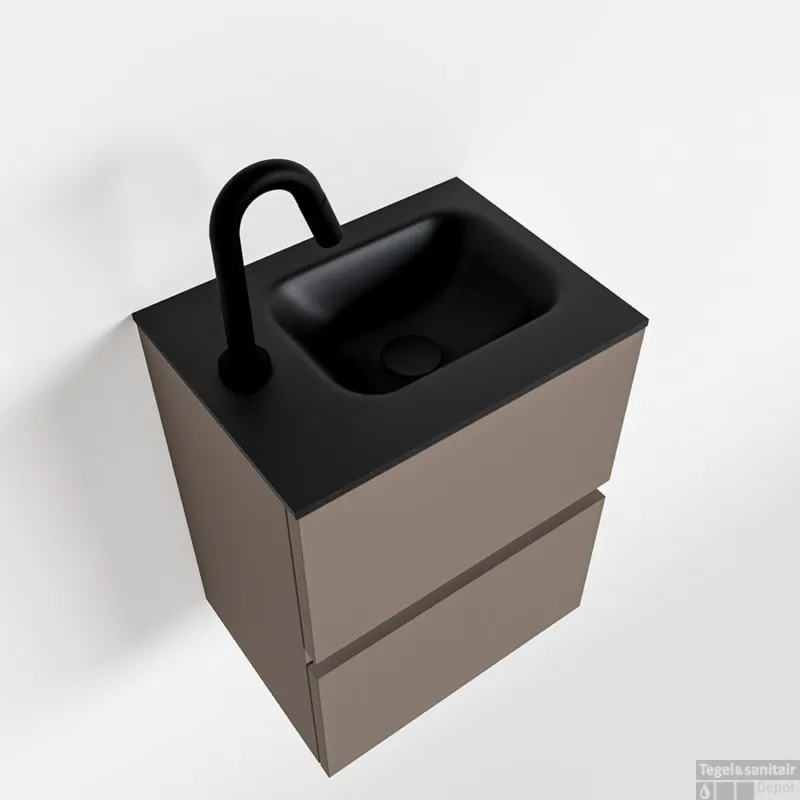 Exclusieve Aanbieding MONDIAZ ADA 40cm toiletmeubel smoke. LEX wastafel urban links 1 kraangat