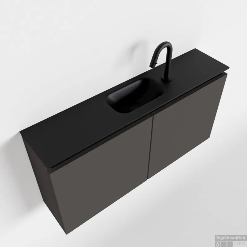 Laatste Versie MONDIAZ TURE 100cm toiletmeubel dark grey. EDEN wastafel urban midden 1 kraangat