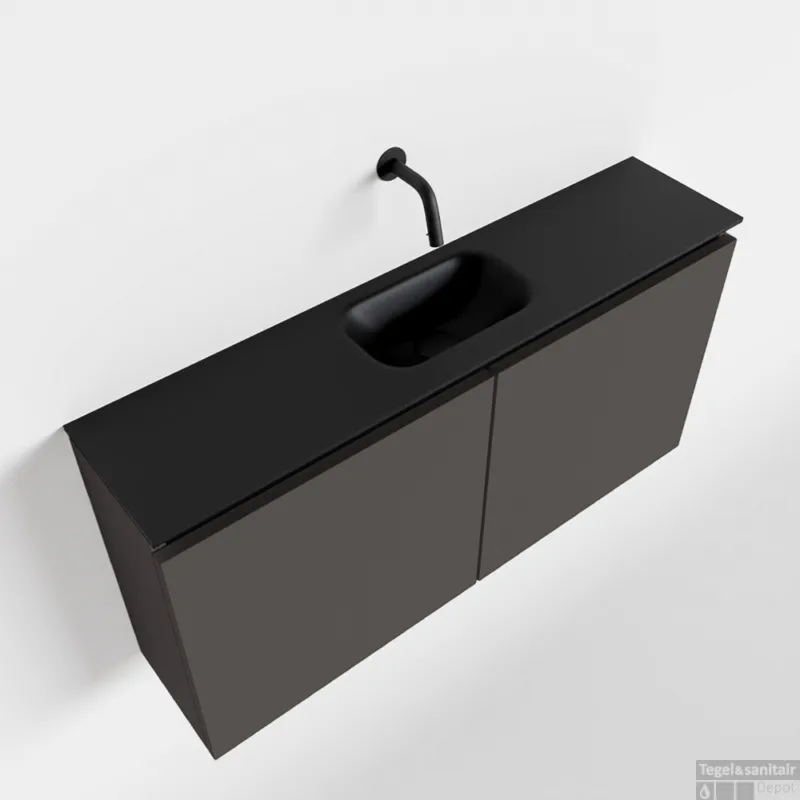 Shop Nu MONDIAZ TURE 100cm toiletmeubel dark grey. EDEN wastafel urban midden geen kraangat