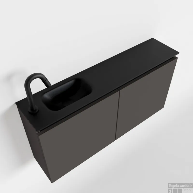 Beperkte Voorraad MONDIAZ TURE 100cm toiletmeubel dark grey. EDEN wastafel urban links 1 kraangat