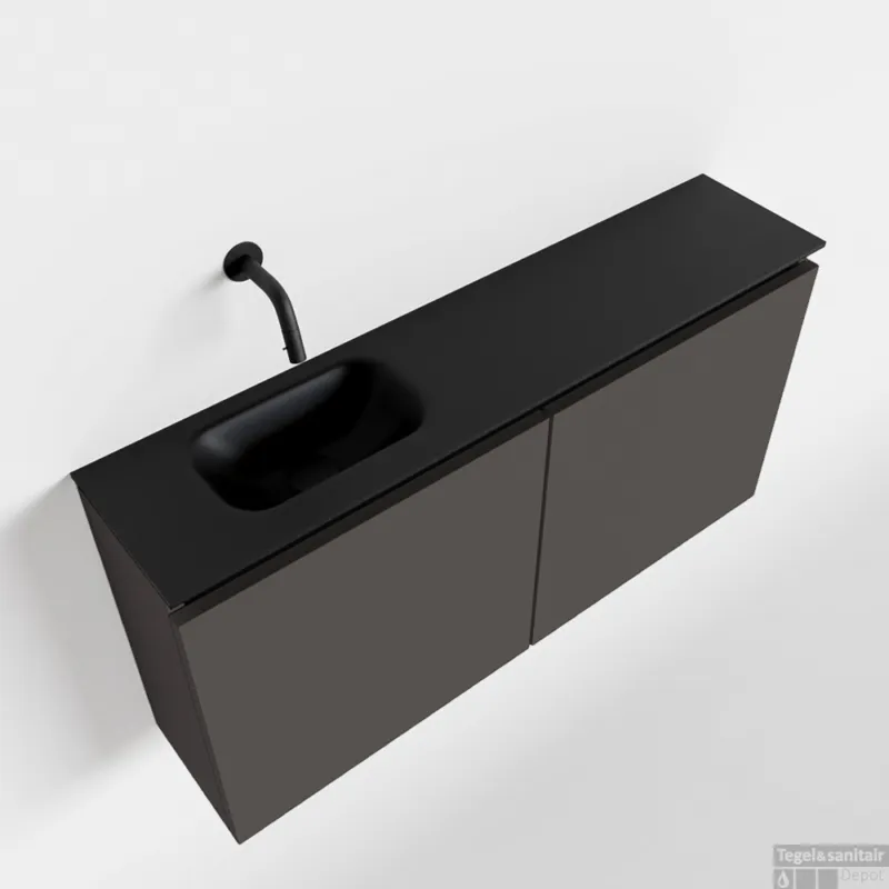 MONDIAZ TURE 100cm toiletmeubel dark grey. EDEN wastafel urban links geen kraangat Tijdelijk Beschikbaar