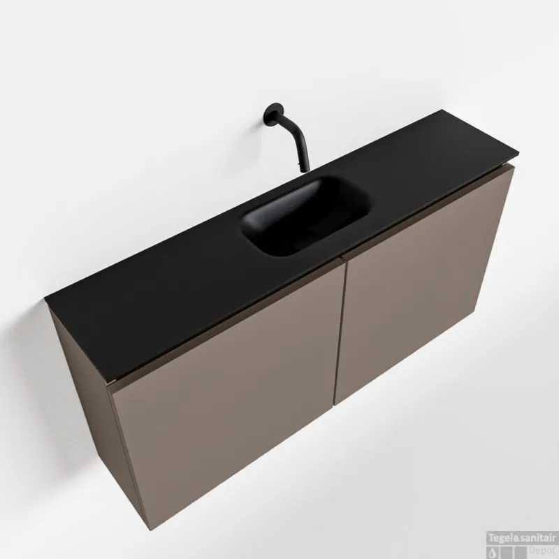 MONDIAZ TURE 100cm toiletmeubel smoke. EDEN wastafel urban midden geen kraangat Aanbieding