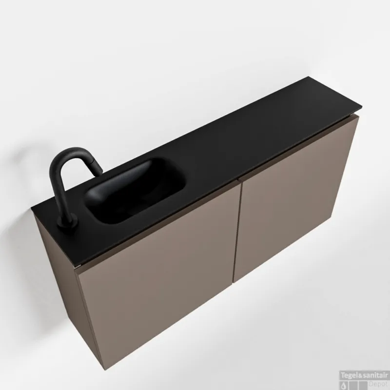 MONDIAZ TURE 100cm toiletmeubel smoke. EDEN wastafel urban links 1 kraangat Koopje