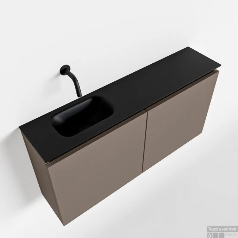 Weekendaanbieding MONDIAZ TURE 100cm toiletmeubel smoke. EDEN wastafel urban links geen kraangat