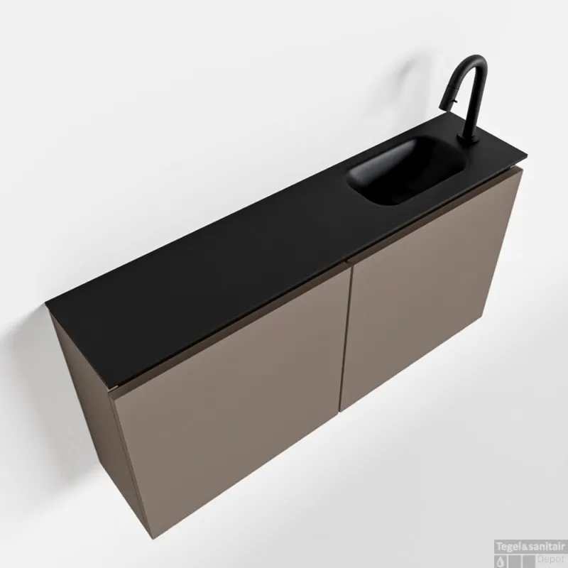MONDIAZ TURE 100cm toiletmeubel smoke. EDEN wastafel urban rechts 1 kraangat Merkproduct